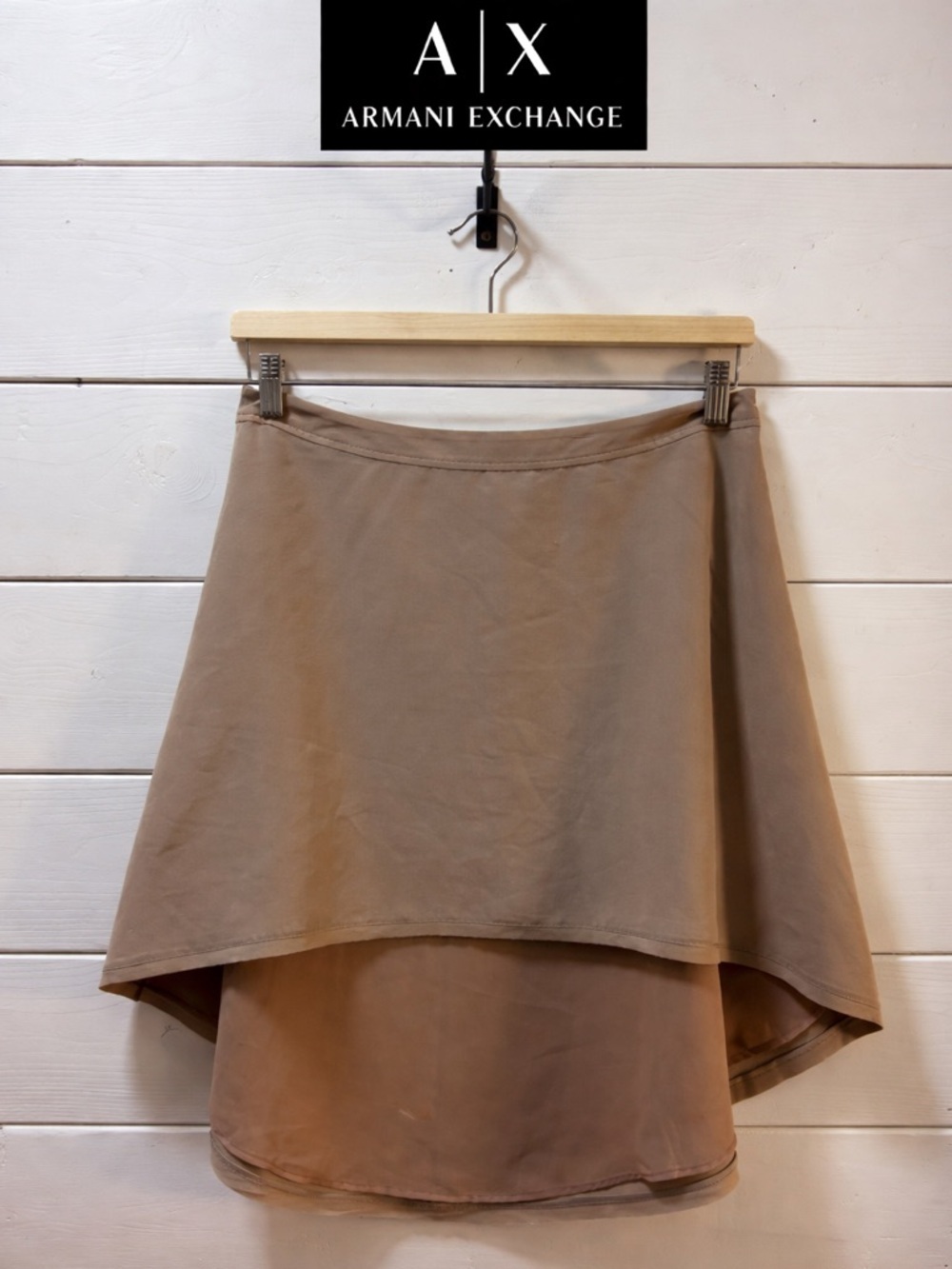ARMANI EXCHANGE Beige Silk Layered Skirt Size 8